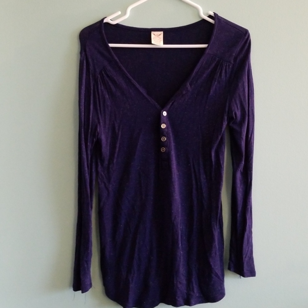Navy blue with sparkle V-neck top
